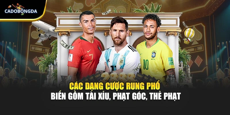 Các dạng cược rung phổ biến gồm tài xỉu, phạt góc, thẻ phạt